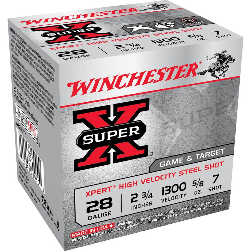 Winchester Xpert Steel 28 Ga 2 3/4" 5/8 Oz Box 25 Rd in Shot Size 7 Ammo Size